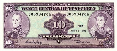 WENEZUELA 10 Bolivares 1995 P-61d UNC