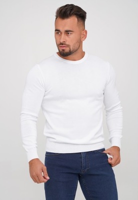 Sweter męski biały 100 bawełna - XXL