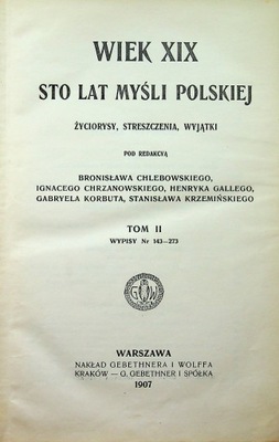 Wiek XIX sto lat myśli Polskiej Tom II 1907r