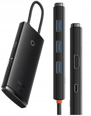 BASEUS HUB STACJA ROZDZIELACZ 6W1 USB-C DO 3X USB 3.0 USB-C 100W HDMI 4K