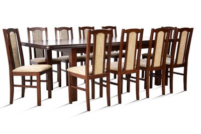 Duży zestaw do salonu drewniany Stół 3m 10 krzeseł