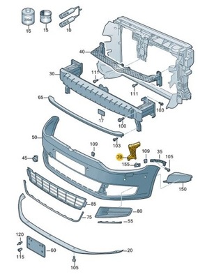 SOPORTES ELEMENTO-GUÍA DE PARAGOLPES VW SHARAN 7N PARTE DELANTERA IZQUIERDA  