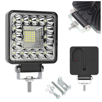 FARO EN FUNCIONAMIENTO HALÓGENO DIODO LUMINOSO LED X41 123W ANTINIEBLA 10-80V KWADRATOWA 109X109X28MM  