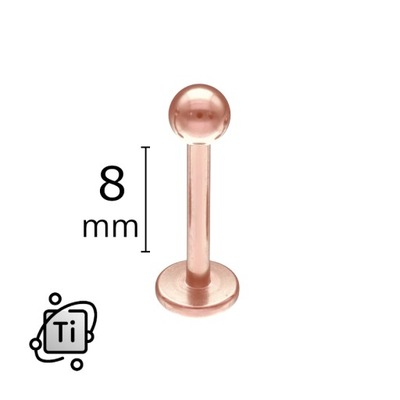 kolczyk LABRET TYTANOWY różowe złoto 1,2/8/3 mm