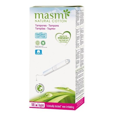 Masmi Tampons tampony z aplikatorem z bawełny organicznej Light 18szt