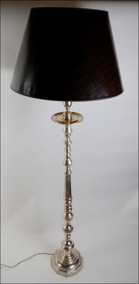 Stylowa srebrna lampa stojąca abażur Hiszp.778