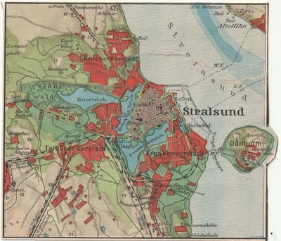 Stralsund. Mapka okolic miasta z około 1920