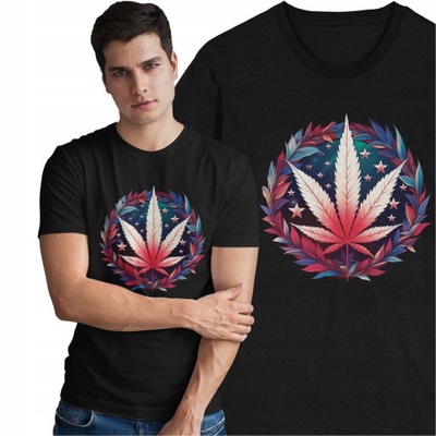 Koszulka Cannabis Marihuana Zioło 420 Weed Trawka Smoke Blunt USA