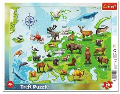 Detské puzzle 25 dielikov RÁMČEK TREFL Vzdelávacia školská hračka