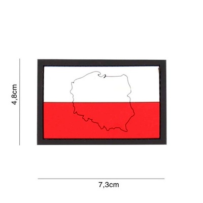 Naszywka PVC 3D rzep - flaga POLSKI z konturem