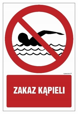 Zakaz kąpieli - tablica 200x300 płyta sztywna PCV informacyjna znak