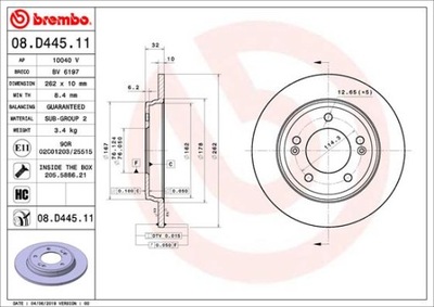 BREMBO 08.D445.11 DISKU STABDŽIŲ 