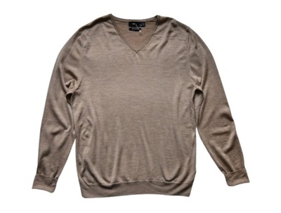 Sweter męski beżowy cienki 100% wełna merino H&M beż r. M