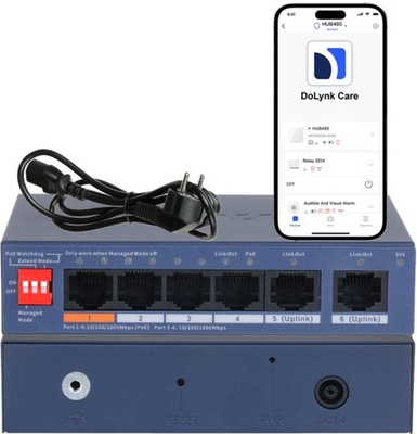 SWITCH POE 4x PoE +2x Uplink 10/100/1000Mbps Dahua CS4006-4GT-60