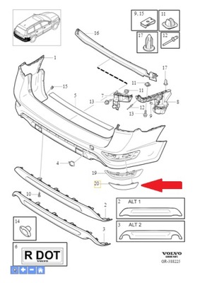 Odblask tył prawy Volvo XC70 OE 30744512