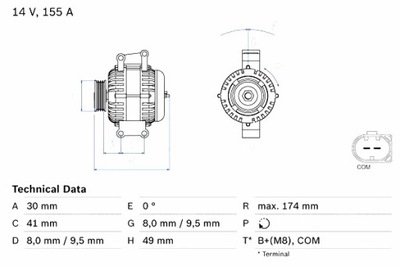 BOSCH GENERATORIUS BMW 1 E87 3 E90 3 E91 5 E60 5 E61 6 E63 6 E64 Z4 E85 