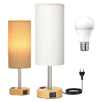 LAMPA STOŁOWA STOJĄCA NOCNA BIURKOWA CIEPŁE ŚWIATŁO 2X ŁADOWARKA USB