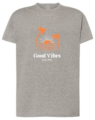 T-Shirt fajny nadruk Good Vibes palmy r.3XL