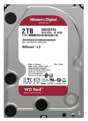 Serwerowy dysk HDD 3.5" WD RED WD20EFRX 2TB 5400RPM SATA III (U)