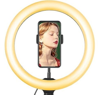 LAMPA PIERŚCIENIOWA MAKIJAŻ RING USB 10'' + UCHWYT NA TELEFON LIPETY