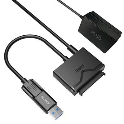 Adapter Przejściówka USB3.0 na SATA III HDD/SSD 2,5 3,5 z zasilaczem BENFEI