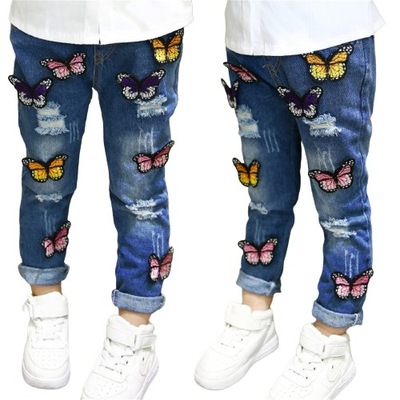 Spodnie 110 jeans jeansy dżinsy motylki