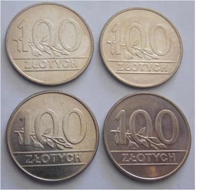 100 ZŁOTYCH 1990 MN * ZESTAW 4 SZTUK * STAN I *