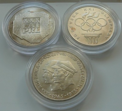 PRL - Zestaw - 3 monety 200 zł 1974 1975 1976 - SREBRO Ag (1)