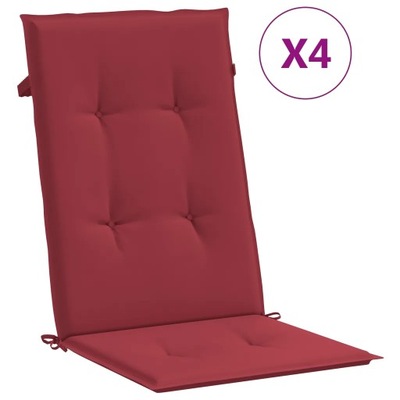 Poduszki na krzesła ogrodowe, 4 szt., kolor wina, 120x50x3 cm