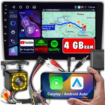 RADIO SAMOCHODOWE 2 DIN ANDROID AUTO CARPLAY 4GB/64GB ANDROID 13 RDS DSP 9"