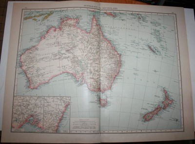 MAPA AUSTRALIA NOWA ZELANDIA Leipzig 1893