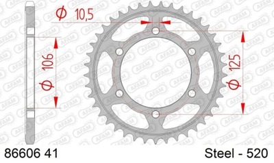 ЗУБЧАТКА NAPĘDZANA ЗАД MOTO. СТАЛЬНОЙ OCYNKOWANA СЕРЕБРЯНАЯ 86606-41