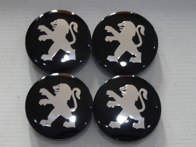 4 PIEZAS DEKLE TAPACUBOS EMBLEMATY PARA DISCOS PEUGEOT 56 MM NEGRAS  