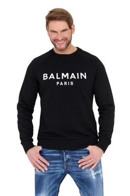 BALMAIN Czarna bluza męska z logo L