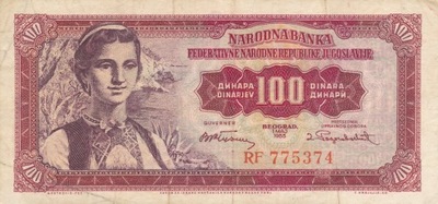 [MB10399] Jugosławia 100 dinarów 1955