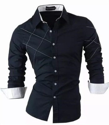 MD koszula męska czarne dodatki XL/42 | GRANATOWA