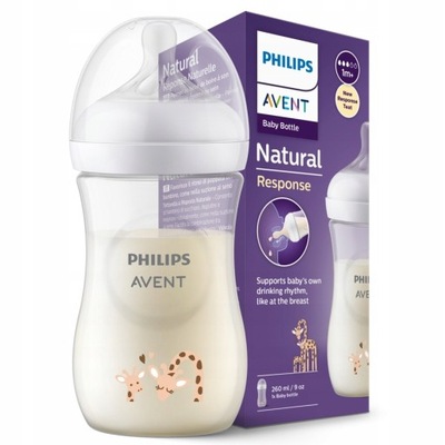 Butelka Antykolkowa AVENT response 260ml żyrafa