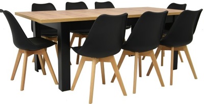 Duży zestaw do salonu 8 krzeseł i stół 90x160/200