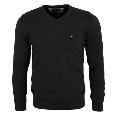 Sweter Tommy Hilfiger Męski Czarny w serek r. L/XL