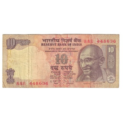 Banknot, India, 10 Rupees, KM:89c, VF(30-35)