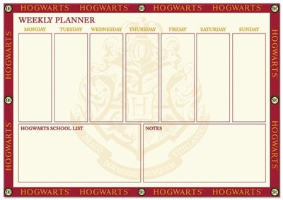 Plan lekcji A4 Harry Potter Hogwarts planer