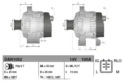 Генератор 100a dan1052 denso фото №1