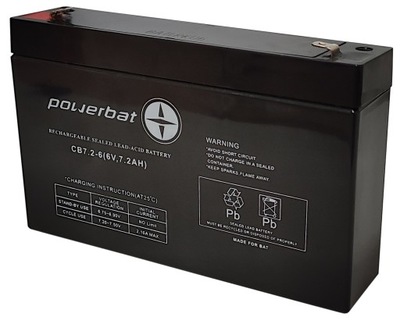 Akumulator AGM Powerbat CB7.2-6 7,2Ah 6V do UPS