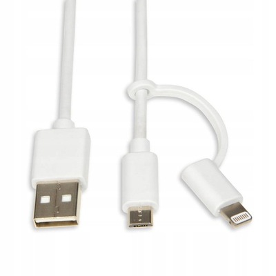 Kabel USB 2w1 iPhone Lightning Micro USB MFI 1m