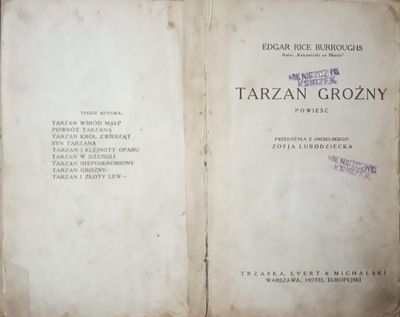 Tarzan groźny - Edgar Rice Burroughs 1925 r