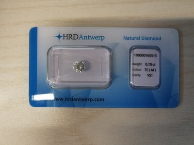 BRYLANT 0.70ct M VS1 5.57mm CERTYFIKAT HRD DIAMENT