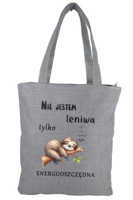 Torba shopperka z zabawną grafiką "Nie jestem leniwa..."