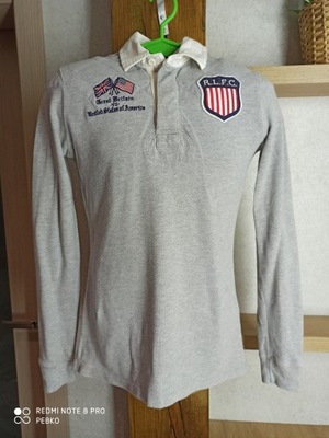 MĘSKA SZARA SPORTOWA BLUZA Z KOŁNIERZYKIEM RALPH LAUREN SPORT USA S