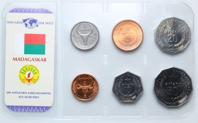 Madagaskar - zestaw SET MONET - 6 monet - w blistrze - RZADSZE - UNC