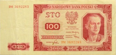 Polska PRL - BANKNOT - 100 Złotych 1948 - ROBOTNIK - FABRYKA